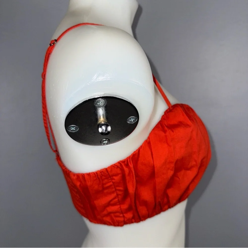 Abercrombie & Fitch Cropped Top Small‎ Orange Red Pleated Sweetheart Neckline